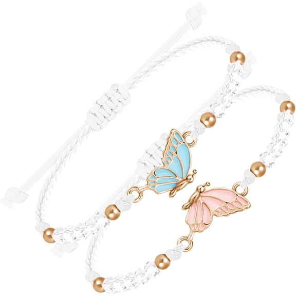 DESIGNICE BFF Bracelets for 2-Butterfly Matching Bracelets Adjustable Strand Best Friends Bracelet Handmade Charm Friendship Bracelets Jewelry Gifts for Women Couples