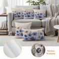 thumbnail image 6 of Blue Flowers Pillow Covers 2 Pack Spring Watercolor Floral Linen Texture Pillowcase Waterproof Outdoor Throw Pillow Cover for Patio Garden Square Cushion 26”x26”, 6 of 9
