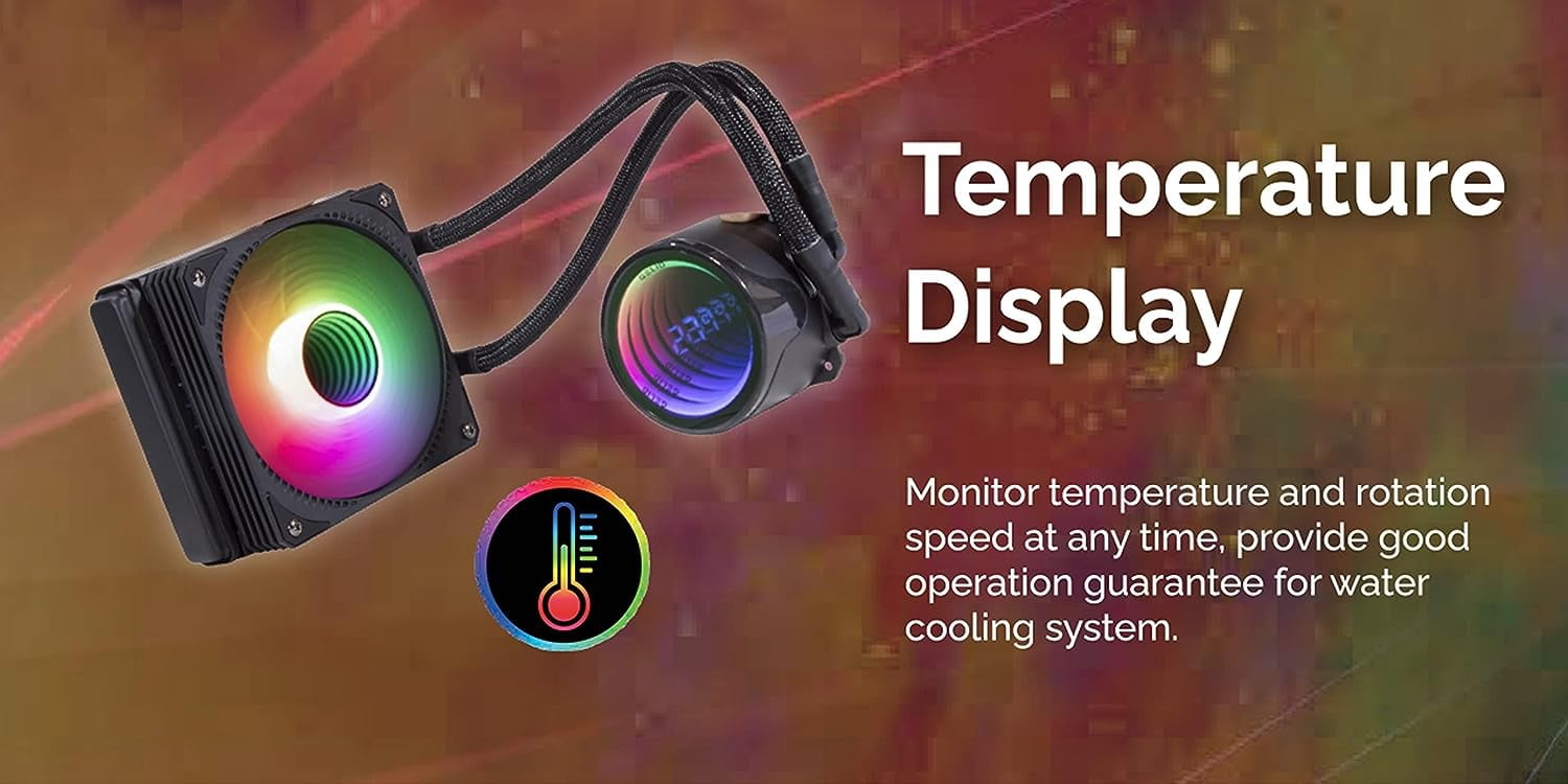 Gelid Solutions CC-AIO-120-A Liquid 120 CPU AIO Water Cooler 120mm RGB Fan 750-1800 RPM AM5 & LGA 1700 Compatible