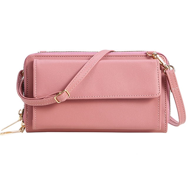 Cartera horizontal con cremallera de moda de bolso diagonal de gran capacidad para teléfono móvil con pantalla táctil de PU