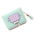 thumbnail image 2 of Fashion Small Pu Zip Pocket Card Holder Clutch Purse Tassel Green, 2 of 7