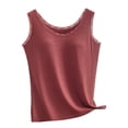 thumbnail image 4 of SGMVNU Women's Ribbed Sleeveless Tank Tops with Built in Bra, Lace Cowl Neck Casual Shirts Basic Camisole Undershirt, Red, Size 2XL, 4 of 7