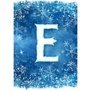America Forever Winter Monogram Letter E Garden Flag Vertical Double Sided 12.5 x 18 inches Snowy Winter Holiday Seasonal Flags for Outdoor, Yard, Porch Decoration, Blue Background, Snowflake Flag