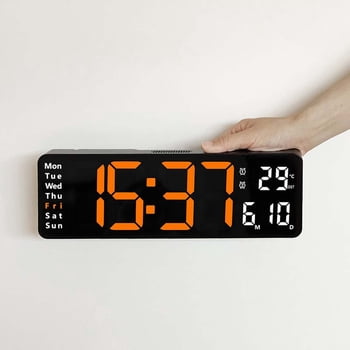 Meitianfacai 13 Inch Large Digital Clock With Temperature Date Auto DST Night Light Auto Brightness Dimmer