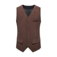 thumbnail image 1 of Mens Botón de la Camisa de la Moda Sólida Impresión Retro con Bolsillos, Tanques sin Mangas Blusa Poliéster, 1 of 9