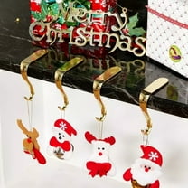 Stri 3Pcs Christmas Stocking Holder Xmas Fireplace Hooks Golden Mantel Hooks