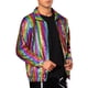 thumbnail image 4 of CHAQUETA Holográfica INSPIRE CHIC para hombres, chaquetas brillantes de manga larga con cuello de pie para fiestas disco M Multicolor, 4 of 5