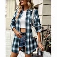thumbnail image 4 of Otoño Invierno Outwear Plaid Solapa De Un Solo Pecho Suelto Casual Abrigo Largo Para Mujer Verde L, 4 of 7