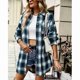 thumbnail image 4 of Otoño Invierno Outwear Plaid Solapa De Un Solo Pecho Suelto Casual Abrigo Largo Para Mujer Verde L, 4 of 7