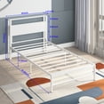 thumbnail image 5 of Yoneston 12" Twin Metal Bed Frame with 2-Tire Storage Headboard for Girls, Heavy Duty Platform Bed Frame No Box Spring Bedroom Furniture, White, 5 of 10