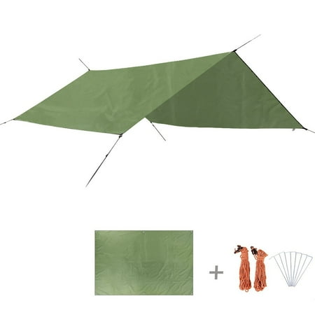 Ground Hammock Post TRIWONDER Waterproof Hammock Rain Fly Ground Cloth Tent Tarp Footprint Camping Shelter Sunshade Beach Picnic Mat for Camping Hiking Green+Accessories L - 94.5 x 86.6in ()