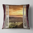 thumbnail image 2 of Designart Open Window to Rural Landscape - Contemporary Throw Pillow - 18x18, 2 of 5