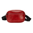 thumbnail image 2 of workcargo Red Vegan Leather Waist Bag for Women - Free Size, Adjustable Strap, Multi-Pocket Convertible Crossbody Bag, Water-Resistant Fanny Pack for Daily/Festival Use, 2 of 3