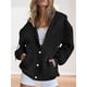 thumbnail image 4 of Sudadera con Capucha y Cremallera para Mujer, de Forro , Suave, de Invierno, Informal, de Gran Tamaño, con Botones Al Frente, Cómoda. Negro L, 4 of 7