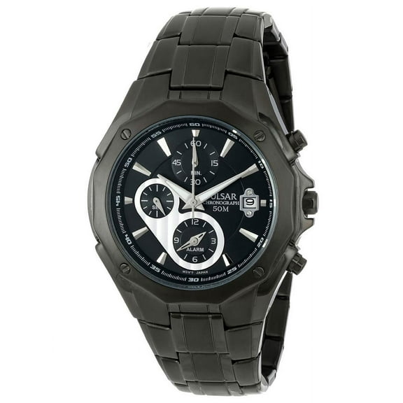 PF3961 Men's Business Black Dial Black IP Steel Bracelet Chronograph Alarm Watch