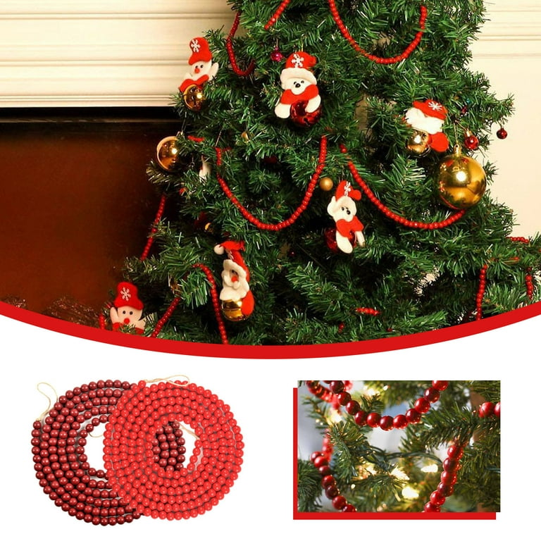 Red Wooden Bead for Christmas Tree Ornaments Wood Bead Garland Wall Hanging  Home Decor Christmas Pendant Drop Ornaments - AliExpress