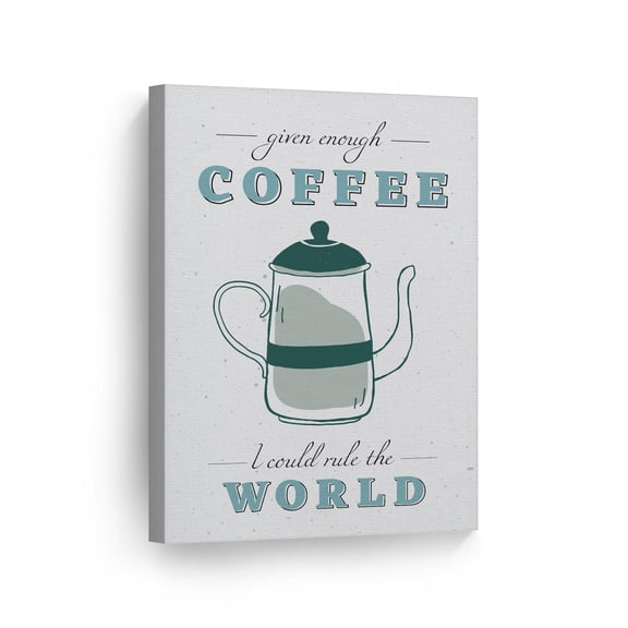 Smile Art Design Given Enough Coffee I Could Rule The World Lettering Canvas Wall Art Print Coffee Sign Kitchen Decor Quote Inspirational Gift Farmhouse Decor Office Coffee Shop Dining Room 36x24