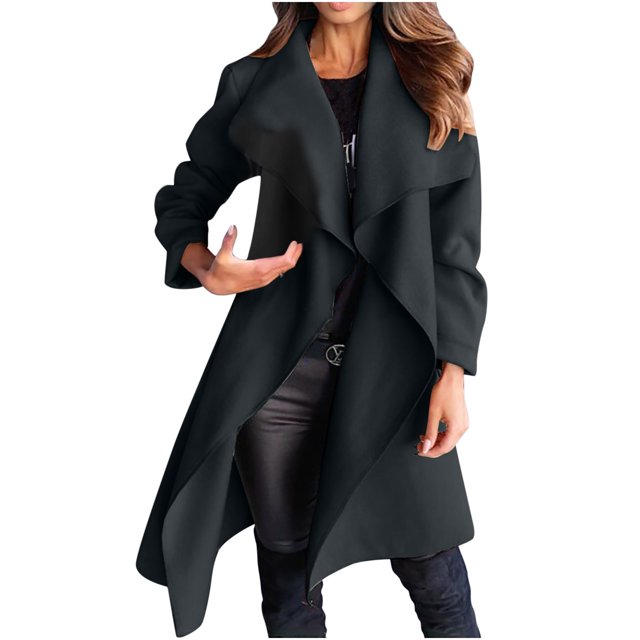 Abrigo de tela de lana con solapa de otoño e invierno para mujer, gabardina, abrigo largo, prendas de vestir Fridja nalpqowj5099