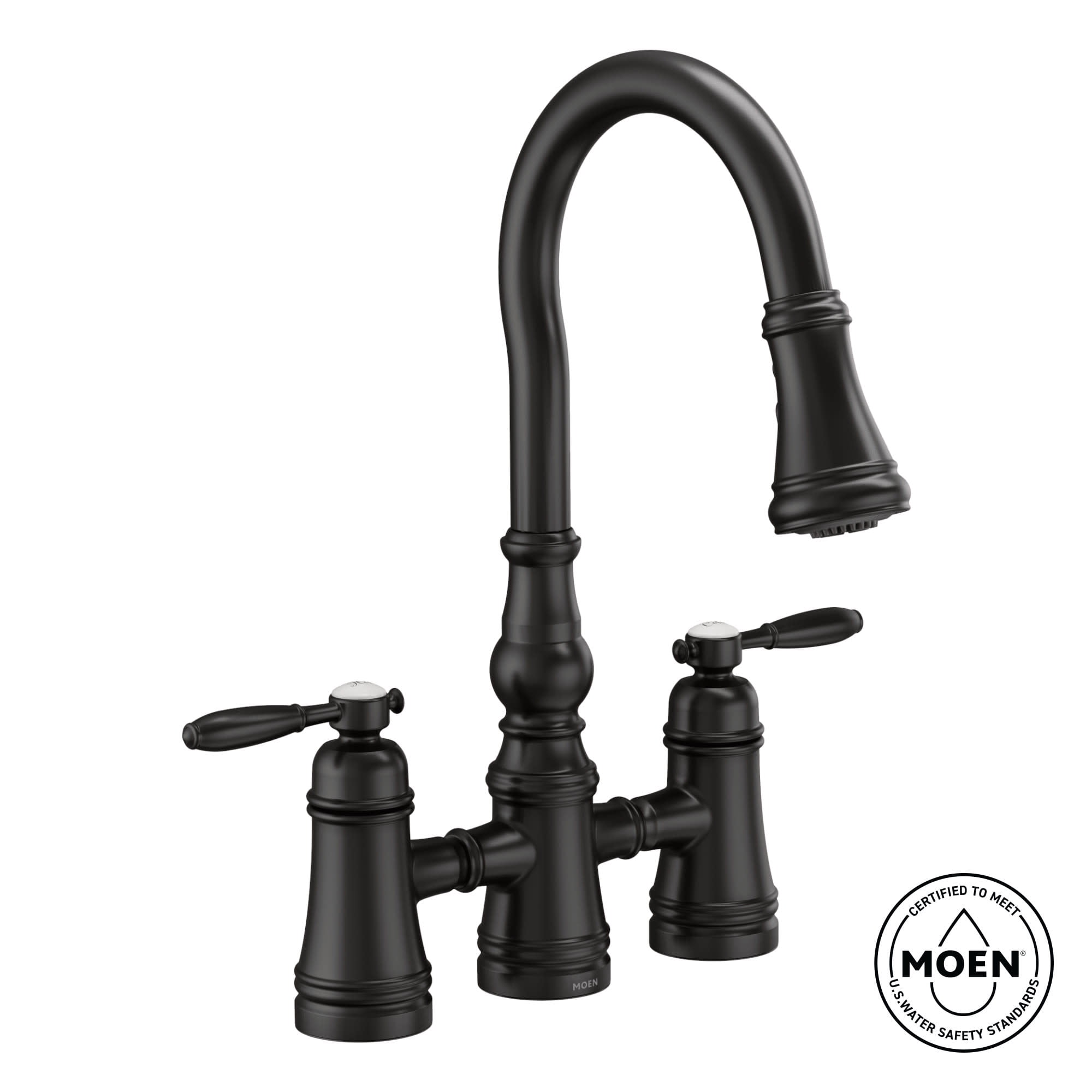 Moen S73204 Weymouth 1.5 GPM Bridge Pull Down Kitchen Faucet - Bronze
