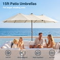 thumbnail image 4 of XIZZI 15ft Patio Umbrella with Base and Crank Handle, Extra Large Outdoor Umbrella with Smart Colorful Solar Lights, Rectangle Garden Table Umbrellas Pure White, 4 of 11
