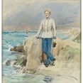 thumbnail image 3 of Alexander Pock 12x12 Black Modern Framed Museum Art Print Titled - Austrian Officer on the Adriatic, 3 of 5