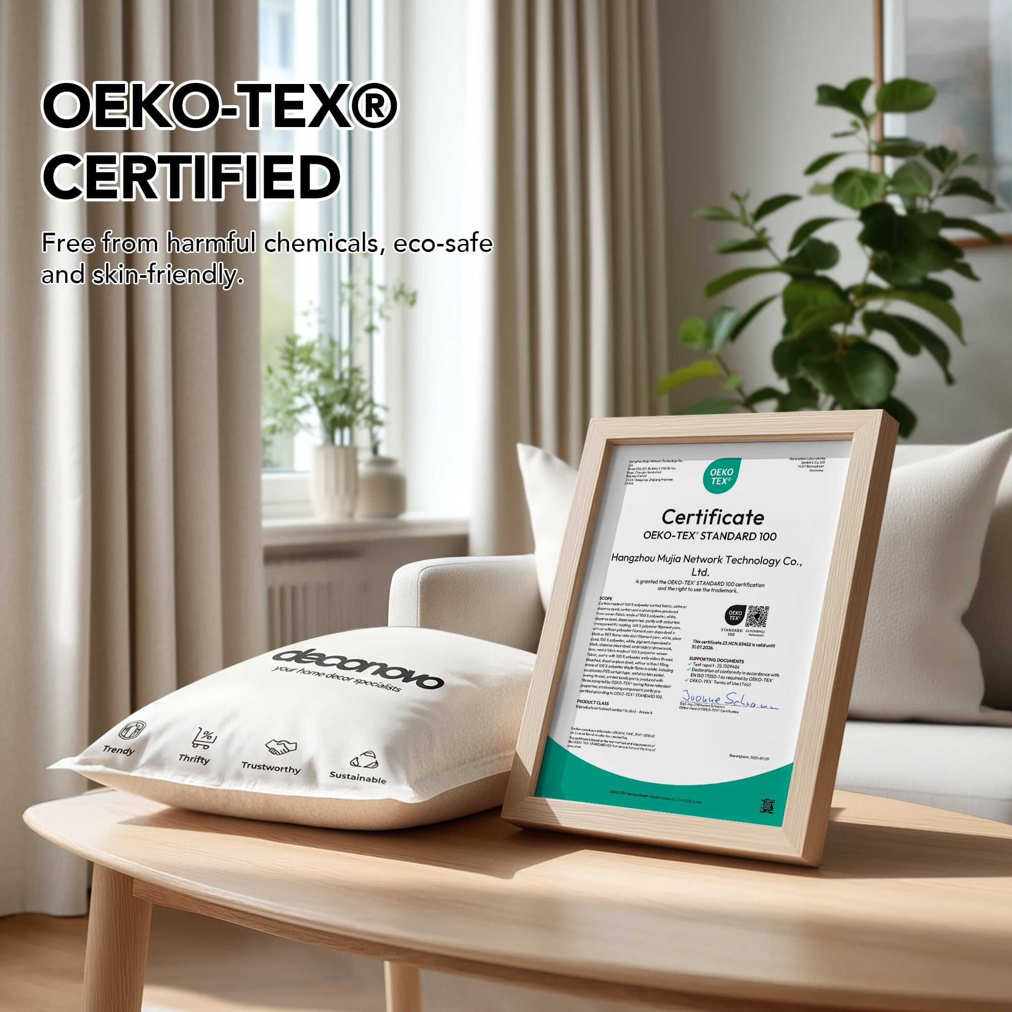 Deconovo Faux Linen 100% Blackout Curtain Panels, Thermal Insulated Back Tab, 2 Pack, Natural Linen, 52" x 84"
