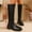 Black, variant on Viluyesy Womens Knee High Boots, Low Heels PU Leather Side Zipper Classic Tall Boots Brown US5.5