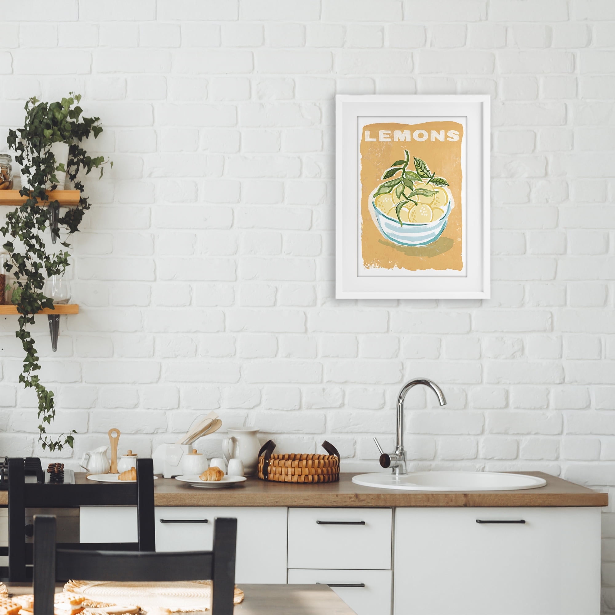 Stupell Industries Lemon Twist Motif White Framed Print Under Glass, design by Chad Barrett
