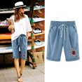 thumbnail image 4 of Mujeres Pantalones Cortos Casual Estampado Elástico de la Cintura Medio Pantalones Cortos, Casual con Bolsillos para el Uso Diario, 4 of 6