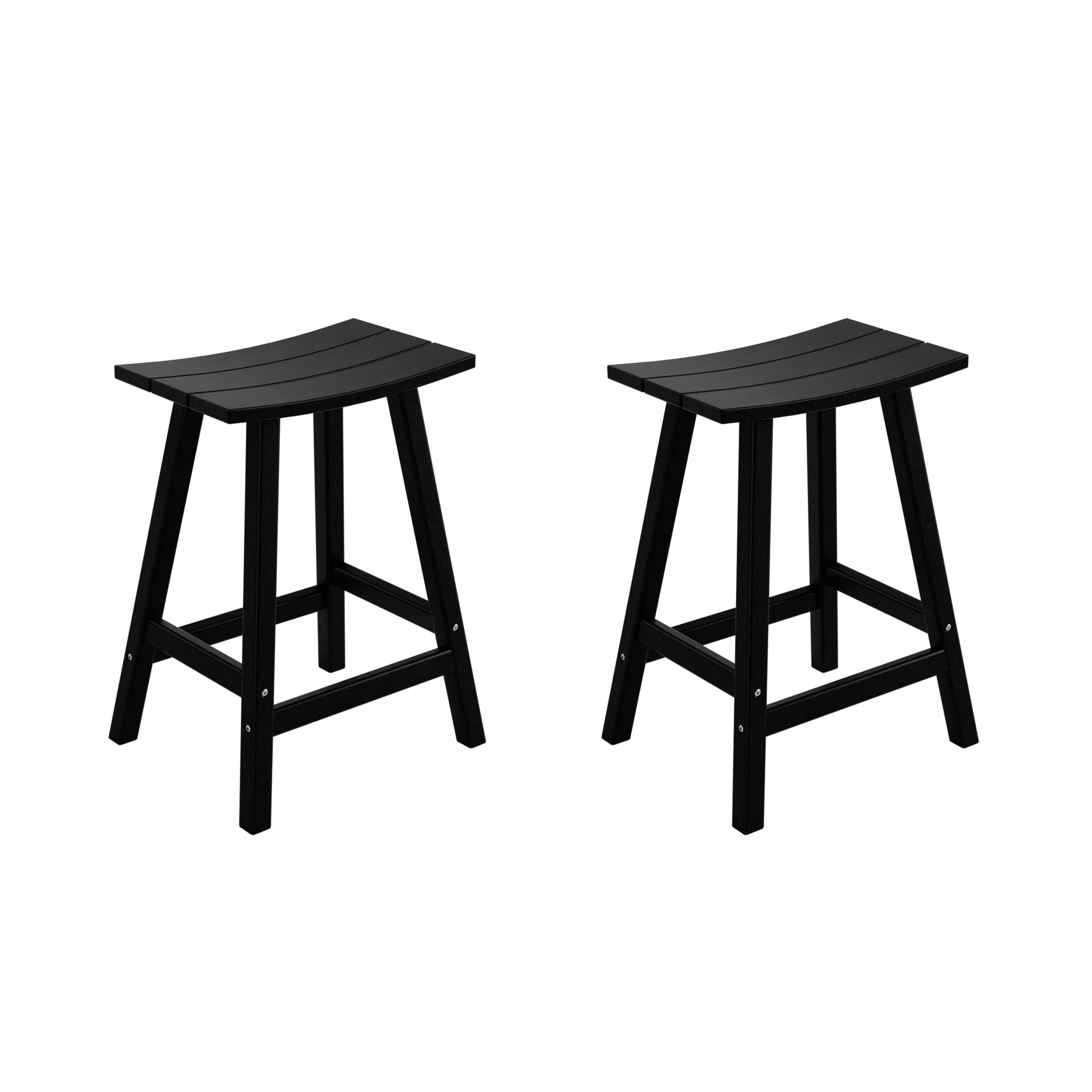 WestinTrends Malibu 24 Inch Outdoor Black Bar Stools Set of 2, All