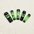 thumbnail image 6 of Halloween Coffin Resin Press On Nails Full Cover Fake False Stick On Nails, Reusable Artificial Nail Tips Luminous Pumpkin Spider Web Gradient Spooky Design for Halloween Party DIY Manicure 24 Pcs, 6 of 7