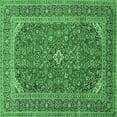 thumbnail image 1 of Ahgly Company Indoor Square Medallion Emerald Green Traditional Area Rugs, 5' Square, 1 of 4