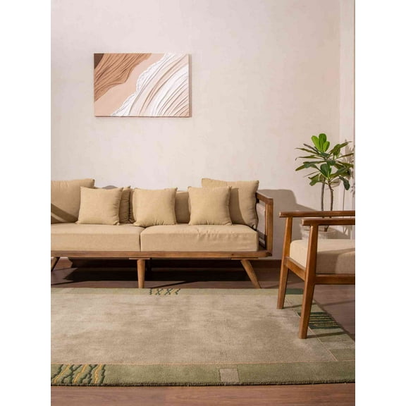 RUGSOTIC CARPETS HAND KNOTTED WOOL AREA RUGS - 8'x10', Rectangle, Green, Contemporary Modern Design, High Pile Thick Handmade Anti Skid Area Rugs for Living Room, Bed Room (T00206)