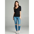 thumbnail image 4 of Essential Basic Women's Cotton Blend V Neck Tee Shirt Half Sleeves - Black, M, 4 of 6