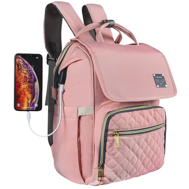 Woman Baby Diaper Backpack Nappy Bag Mommy Bag with USB Charging Port