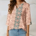 thumbnail image 5 of HADST Summer Blouses for Women 2024 - Floral Print V Neck Button Cotton Linen Tops Bohemian Tops for Women, 5 of 5