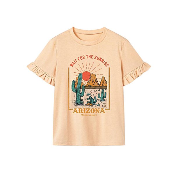 Camiseta de manga corta para mujer, camiseta informal con cuello redondo y ajuste regular para viajar SG