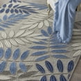 thumbnail image 5 of 4â€™ x 6â€™ Gray and Blue Leaves Indoor Outdoor Area Rug, 5 of 10