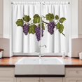 thumbnail image 2 of Wine Grapes Kitchen Curtains, Drinking Tasting Party Theme Fresh Purple Fruits on Plain Backdrop, Window Drapes 2 Panel Set for Kitchen Cafe Decor, 55" X 39", White Fern, 2 of 3