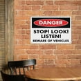 thumbnail image 6 of Danger Stop Look Listen Beware Of Vehicles Sign 8"x12" - Aluminum Tin Warning for Home Outdoor Garden, Weatherproof Safety Decor for Crosswalk, 6 of 8