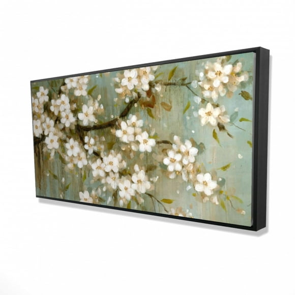 WHITE CHERRY BLOSSOM - Framed Print on canvas by Begin Edition