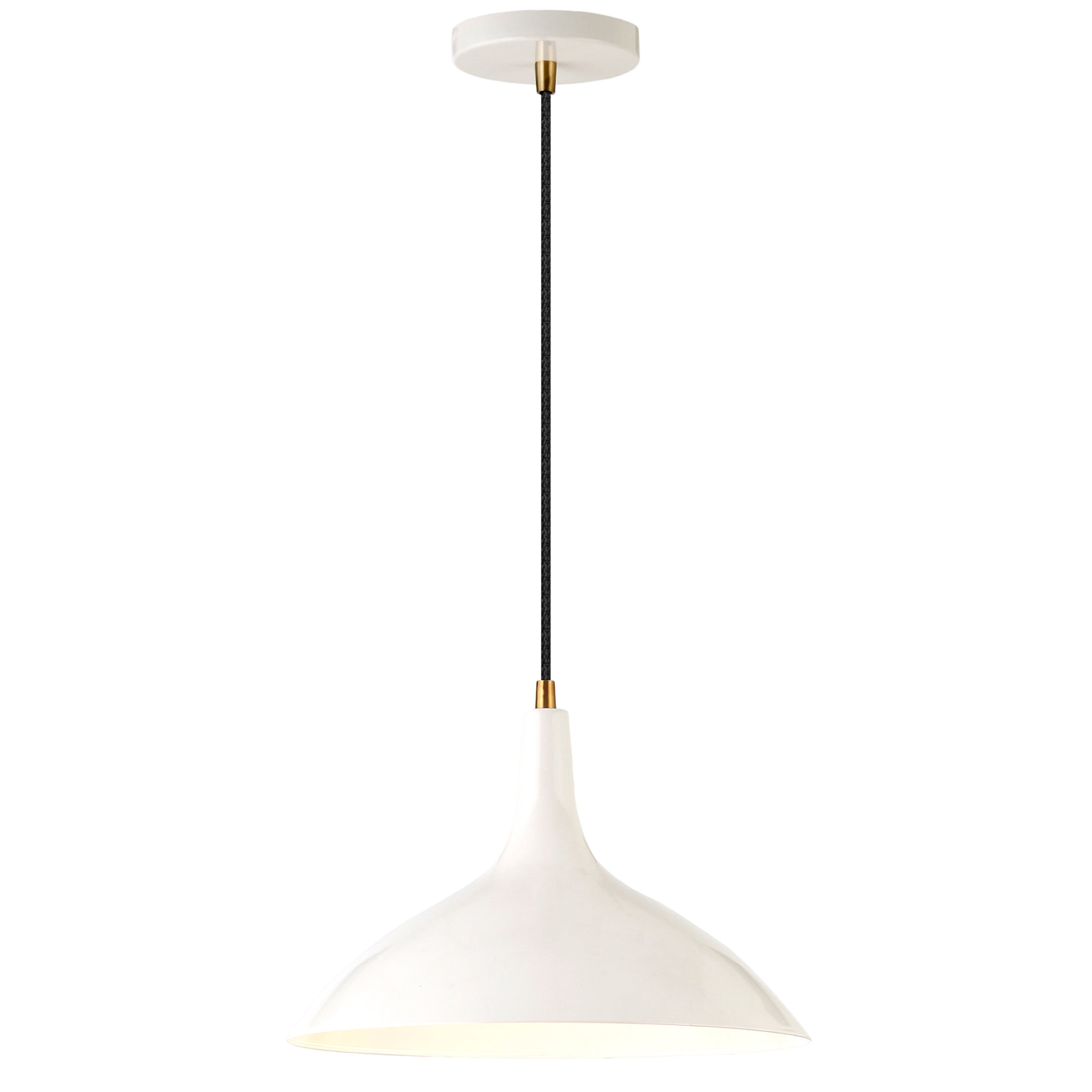 Evelyn&Zoe 14" Pearled White/Brass Metal Pendant