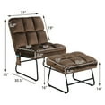 thumbnail image 2 of Gymax Massage Chair Velvet Accent Sofa Chair w/ Ottoman & Remote Control Brown, 2 of 10