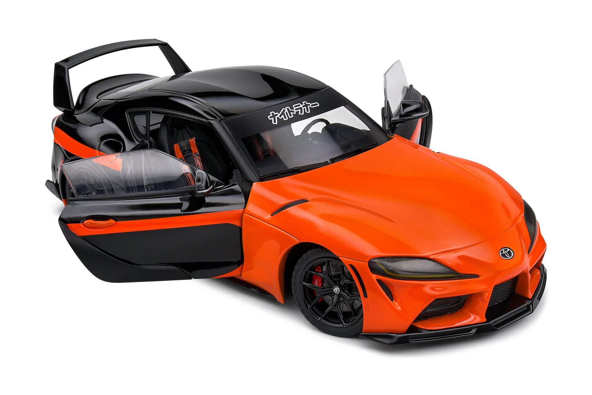 2024 Toyota GR Supra "StreetFighter" Orange and Black 1/18 Diecast Model Car by Solido