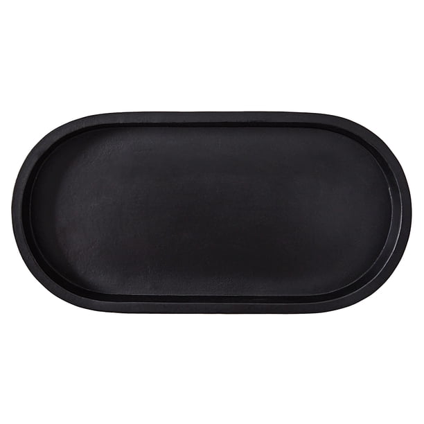 Urban Shop Black Ceramic Oval Tray, 11.8