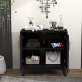 thumbnail image 5 of Jopath Sideboard Cabinet with Adjustable Shelves and Solid Wood Legs, Buffet Cabinet with Storage Mid Century Modern Fluted for Living Room Entryway Hallway Dining Room Kitchen Black, 5 of 9