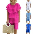 thumbnail image 1 of Gspmoly Robes d'Été pour Femmes, Robe Décontractée Unie à Col Châle et Col Rond pour Femmes, Robes Habillées pour Femmes en Liquidation, 1 of 6
