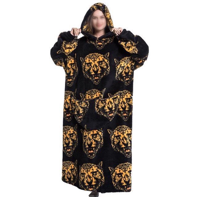 MAWCLOS Femmes Détente Imprimé Animal Vêtements de Nuit Maison Chemises de Nuit à Manches Longues Imprimé Léopard