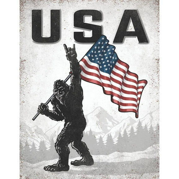 USA Sasquatch Bigfoot Tin Sign - Nostalgic Vintage Metal Wall Decor