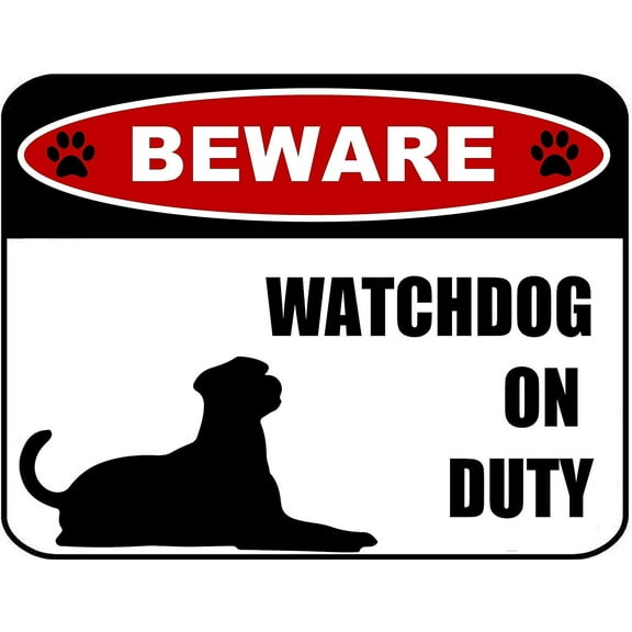 PCSCP Beware Watchdog On Duty (Silhouette) 11.5 inch x 9 inch Laminated Dog Sign
